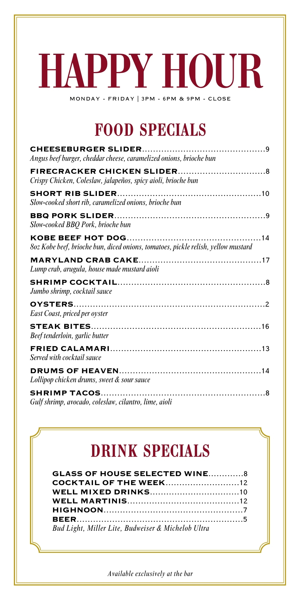 5 8 rosemont happyhour